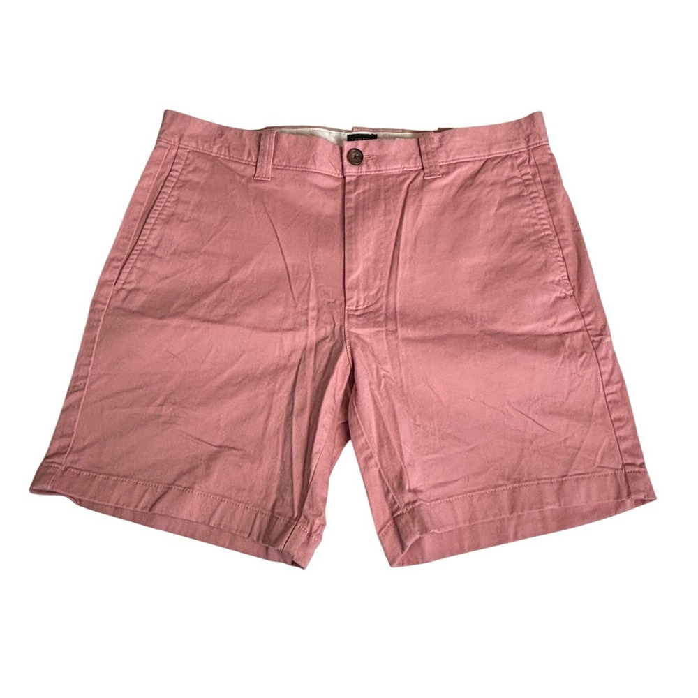 J.Crew Mens 32 Re-Imagined 7 Inseam Chino‎ Shorts Pink Cotton Blend Twill Preppy